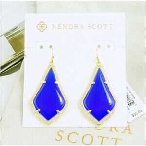 Kendra Scott Iridescent Cobalt Black Alex Earrings in Gold Tone